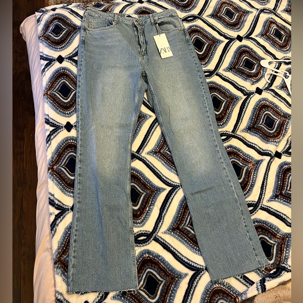 Zara Slim Flare Split Hem Jeans